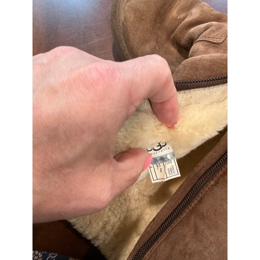 UGG Retro Cargo 1895 Size 8 Brown Suede Sheepskin Lining Side Pocket Buckle Zip - Picture 6 of 14
